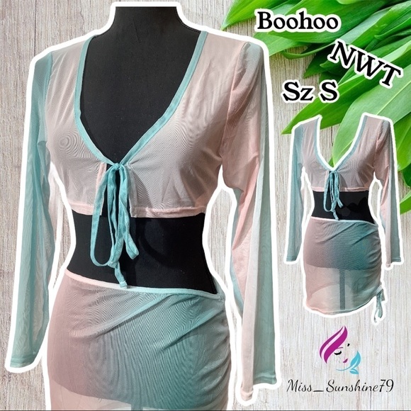 Boohoo NWT - Sz S - 2pc mesh mermaid sexy club Set - Picture 1 of 9